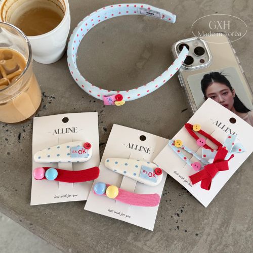 波点纽扣水滴波浪字母甜美发饰女