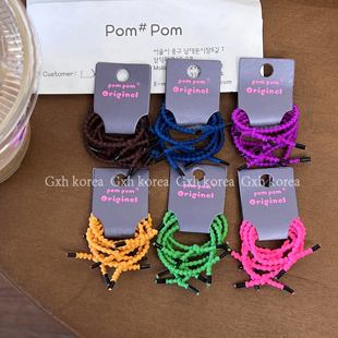 韩国pom发圈儿童发饰荧光可爱小女孩螺纹弹力宝宝不伤发头绳皮筋