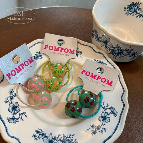 韩国POM春日碎花球甜美绕绕发绳