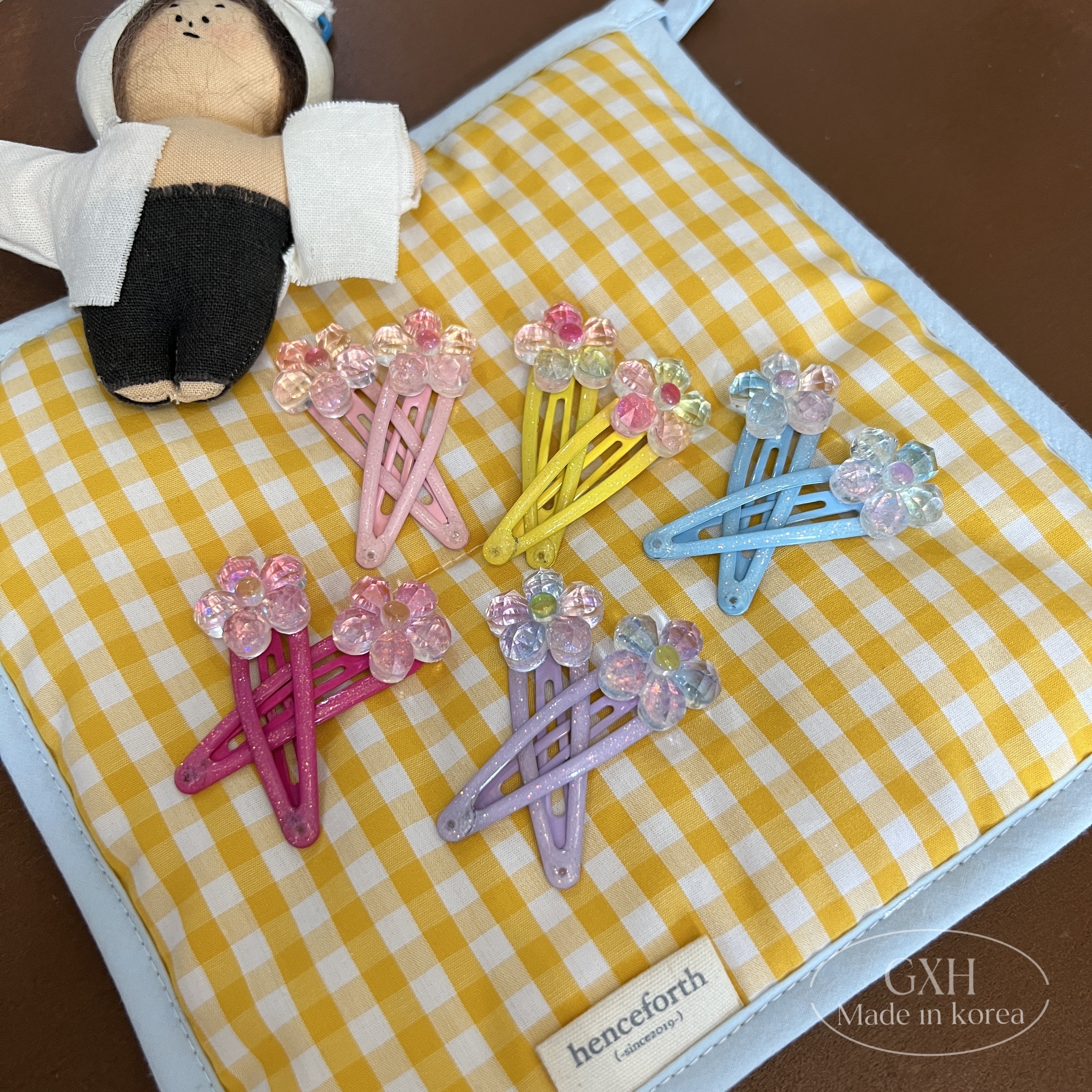 韩国进口水晶小花刘海夹