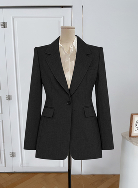 经典修身2025秋季新款韩版女式收腰显瘦小西装外套黑色气质高级感