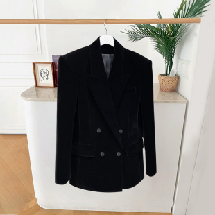 女职业装 2025春季 休闲西装 金丝绒女士时尚 高质感潮流百搭 新款