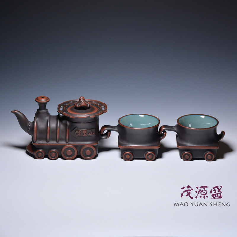 【茂源盛】台湾三希陶瓷功夫茶具 窑变茶壶茶杯组合~阿里山小火車