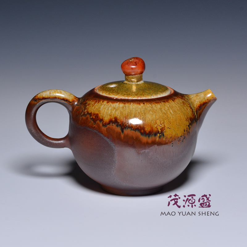 台湾颜绣锦柴烧玛瑙复古风茶壶