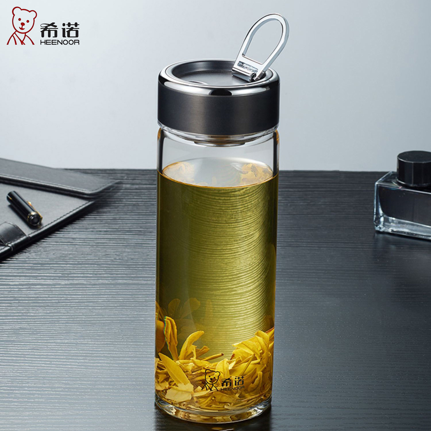 希诺单层玻璃杯带茶滤大容量耐热
