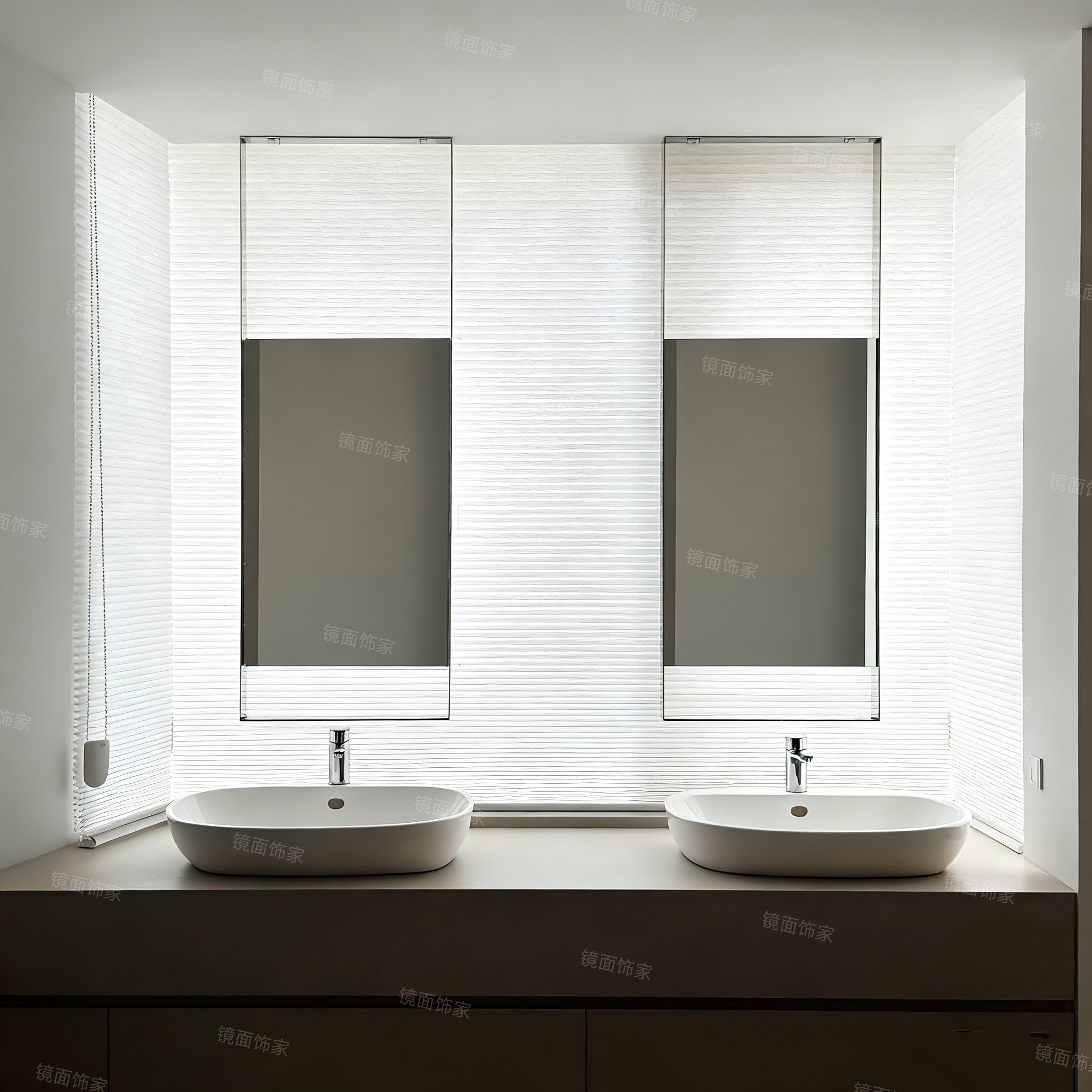 极简风卫生间镜子吊镜悬空