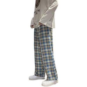格子裤子男直筒宽松运动裤潮牌ins高街卫裤长裤K02171-P38图片