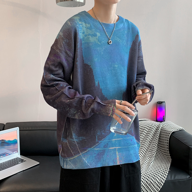 针织衫毛衣男春秋季港风宽松韩版潮流ins休闲上衣服潮牌WY021-P42,男装针织衫/毛衣,星座308B-1