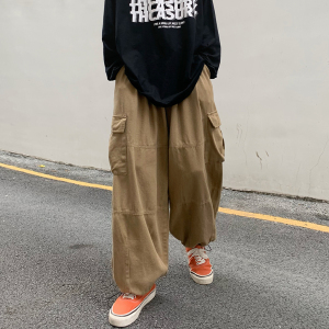 青少年美式工装裤子男多口袋港风直筒休闲裤阔腿长裤K0376-P38图片