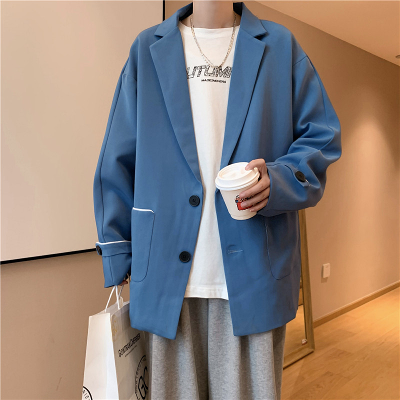 炸街小西装外套男高宽松休闲潮ins春秋港风痞帅西服XZ01380-P58,男装西服,星座308B-1