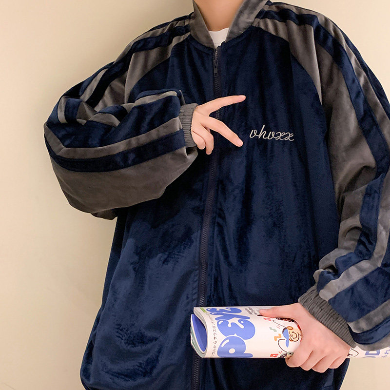 金丝绒夹克男秋季潮流宽松棒球服外套ins港风韩版潮牌服WY016-P63,男装夹克,星座308B-1