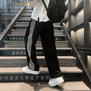休闲裤男格子直筒九分韩版潮流百搭ins潮牌港风学生裤K397-P30图片