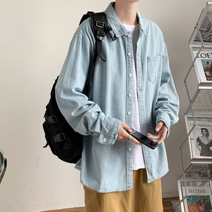 ins潮牌复古牛仔衬衫男春秋季韩版潮流帅气宽松休闲长袖CS601-P45图片
