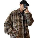 新款款港风工装男士格子夹克呢子外套JK0223-P88，男装夹克，星座308B-1