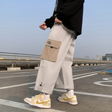 痞帅机能工装裤男直筒宽松裤高街ins潮牌春季阔腿裤K018-P40，男装休闲裤，星座308B-1
