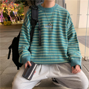 斑马纹毛衣男宽松慵懒风秋冬款男装针织上衣MY9902-P50图片