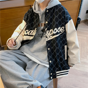 棒球服男潮ins秋季美式潮牌嘻哈拼接宽松情侣夹克Y06525-P52图片