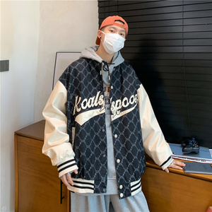 棒球服男潮ins秋季美式潮牌嘻哈拼接宽松情侣夹克Y06525-P52图片