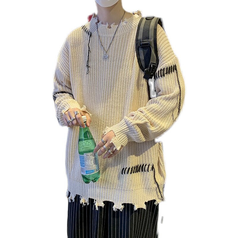 破洞毛衣男宽松慵懒复古小众潮牌针织衫上衣潮MY005-P45,男装针织衫/毛衣,星座308B-1