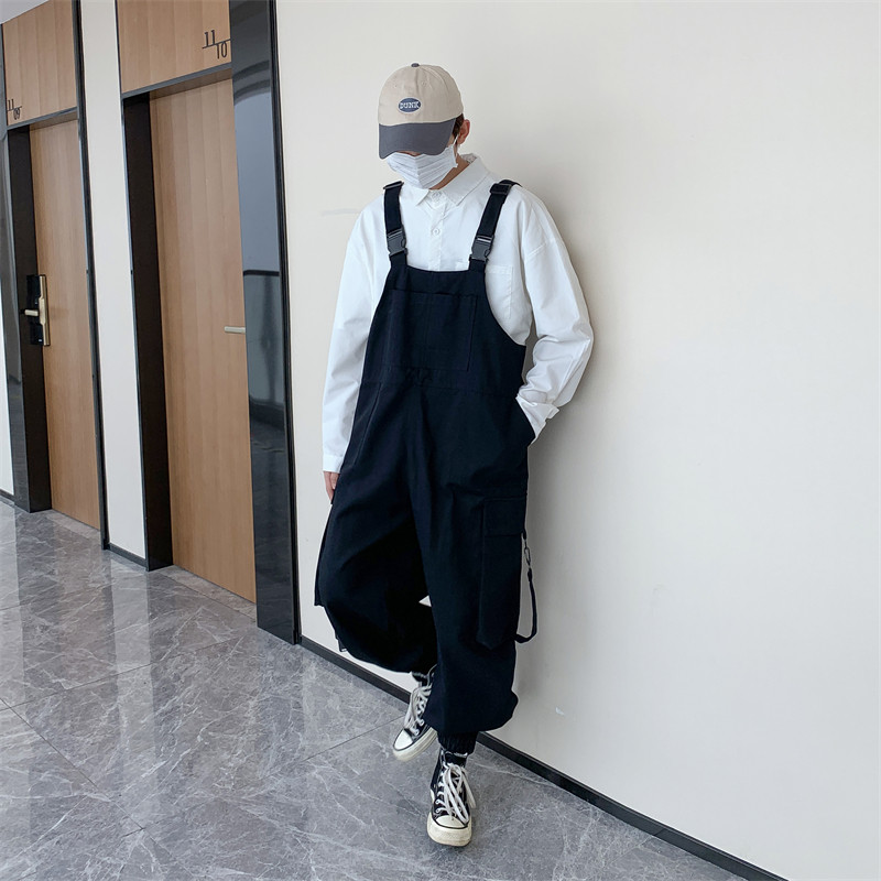 休闲工装背带裤男2023秋新款韩版ins复古宽松松紧束脚裤K069-P58,男装休闲裤,星座308B-1