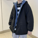 羊羔绒外套男两面穿连帽棉袄新款棉衣男冬季加厚棉服MY059-P85，男装棉衣，星座308B-1