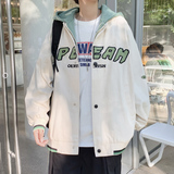 秋季日系潮流港风假两件棒球服外套情侣连帽工装夹克男JK020-P65，男装夹克，星座308B-1