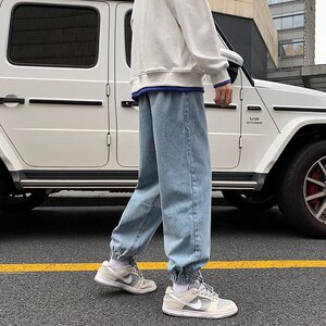 束脚牛仔裤男潮牌宽松阔腿九分裤ins韩版潮流老爹长裤N0283-P40图片