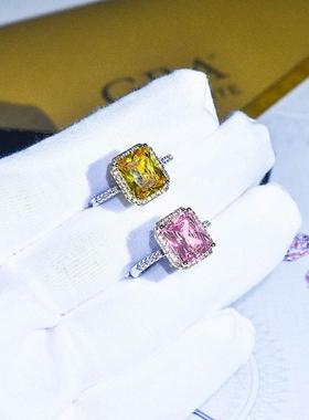 新款欧美奢华镶嵌黄钻双色戒指