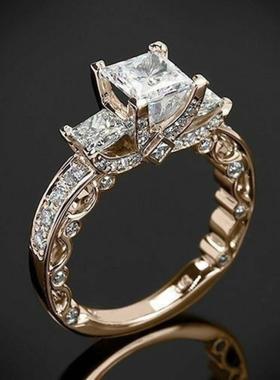 臻荣wish新款镀18k黄金公主方钻