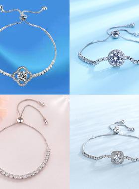 新款高级感仿莫桑钻手链圆形方包