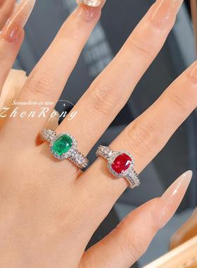 时尚轻奢气质红刚玉戒指复古带