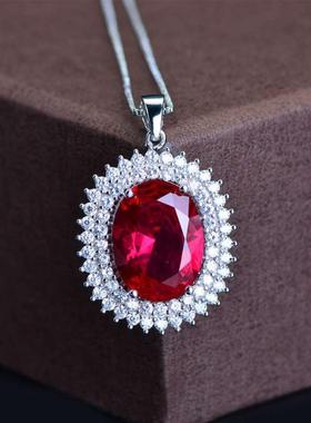 欧美微镶嵌鸽血红宝石项链锁骨链