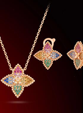 时尚轻奢彩色多巴胺老花项链