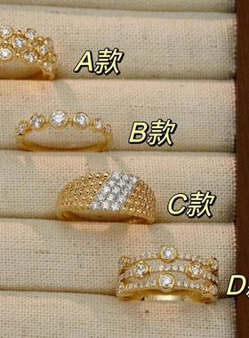 vintage中古风珠宝镶钻指环法式