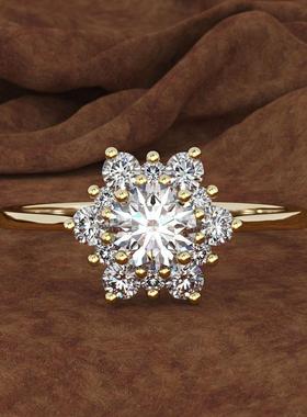 臻荣wish新款创意镶钻雪花戒指