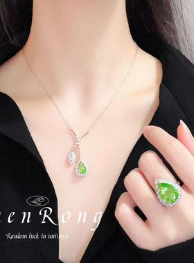 轻奢晚宴套链高级感草绿色套装