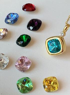 法式12生辰石方形项链创意可换种
