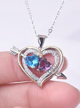 臻荣wish心心相印爱心形双色吊坠