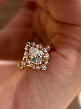 复古欧洲中世纪水滴戒指ins风