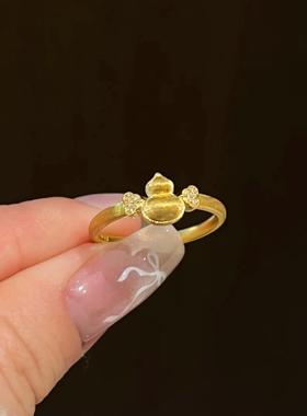 新中式国风小福禄拉丝葫芦戒指