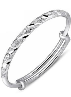 圆管推拉流星雨银手镯子女新款