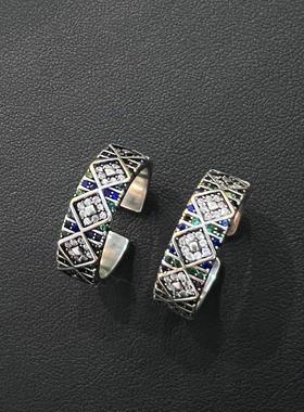 天使之眼炫彩锆石花纹复古开口