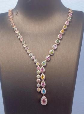 奢华晚礼服配饰彩色锆石项链高贵