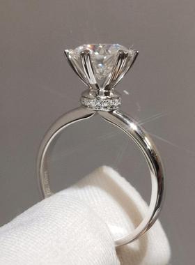 电镀pt950仿真莫桑石开口戒指