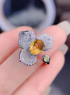 拼多多引流轻奢微镶满钻三叶花朵