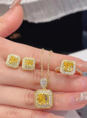 时尚气质冰花切方糖套装项链