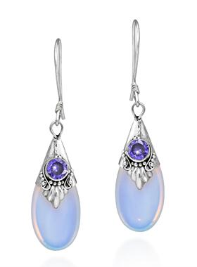 宁语亚马逊热卖新款白色月光石耳环 欧美泪珠水滴梨形耳坠耳饰品