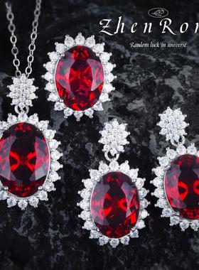 欧美高级鸽血红宝石套装夸张