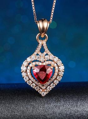 新款满钻微镶彩色宝石爱心形吊坠
