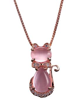 韩版项链镀玫瑰金合成芙蓉石